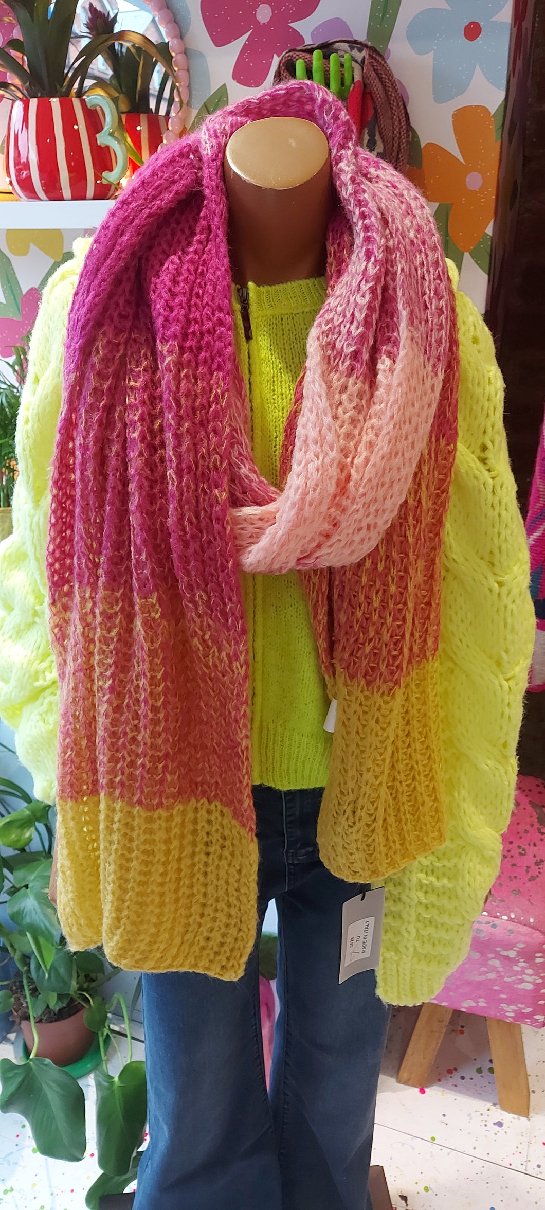 Multi colour knit stripe scarf