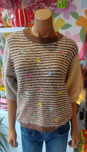 Load image into Gallery viewer, Ellie mix  ropped sleeve stripe knit sweater