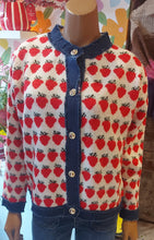 Load image into Gallery viewer, Ellie strawberry denim knit cardigan