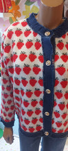 Load image into Gallery viewer, Ellie strawberry denim knit cardigan