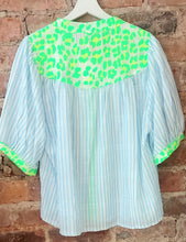 Load image into Gallery viewer, Neon green trim animal 100% Cotton blouse