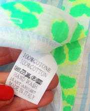 Load image into Gallery viewer, Neon green trim animal 100% Cotton blouse