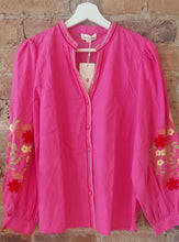 Load image into Gallery viewer, Ella fushia embroidered sleeve blouse