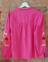 Load image into Gallery viewer, Ella fushia embroidered sleeve blouse