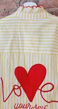 Load image into Gallery viewer, Lemon stripe love heart ruffle collar blouse