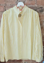 Load image into Gallery viewer, Lemon stripe love heart ruffle collar blouse