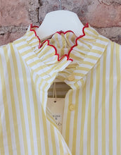 Load image into Gallery viewer, Lemon stripe love heart ruffle collar blouse