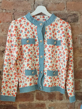 Load image into Gallery viewer, Nelly floral denim trim cardigan