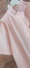 Load image into Gallery viewer, Ellie candy stripe pink ruffle collar short sleeve blouse