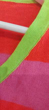 Load image into Gallery viewer, Bella wide stripe light knit top in red and pink neon green on neck