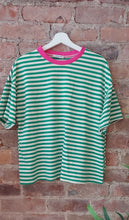 Load image into Gallery viewer, Nessa green and white stripe t shirt