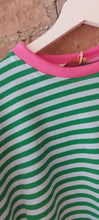 Load image into Gallery viewer, Nessa green and white stripe t shirt