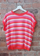 Load image into Gallery viewer, Ellie pink orange and baby pink stripe light knit top