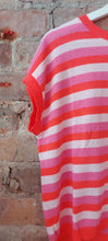 Load image into Gallery viewer, Ellie pink orange and baby pink stripe light knit top