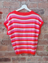 Load image into Gallery viewer, Ellie pink orange and baby pink stripe light knit top