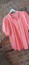 Load image into Gallery viewer, Cali coral pink oversized puff sleeve blouse
