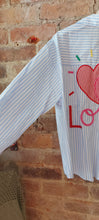 Load image into Gallery viewer, Good things ...embroidered striped blue and white shirt