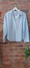 Load image into Gallery viewer, Good things ...embroidered striped blue and white shirt
