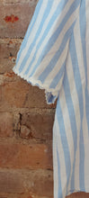 Load image into Gallery viewer, Bella baby blue striped blouse with piping on sleeve