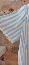 Load image into Gallery viewer, Bella baby blue striped blouse with piping on sleeve