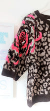 Load image into Gallery viewer, Brown animal print sequin shoulder sweater
