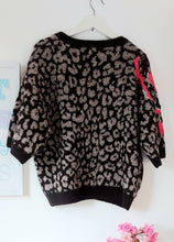 Load image into Gallery viewer, Brown animal print sequin shoulder sweater