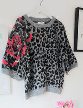 Load image into Gallery viewer, Brown animal print sequin shoulder sweater