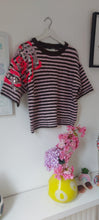 Load image into Gallery viewer, Sequin sleeve 3/4 sleeve stripe knit