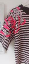Load image into Gallery viewer, Sequin sleeve 3/4 sleeve stripe knit