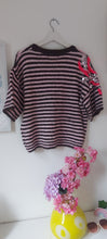 Load image into Gallery viewer, Sequin sleeve 3/4 sleeve stripe knit