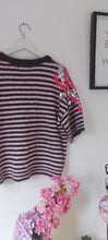 Load image into Gallery viewer, Sequin sleeve 3/4 sleeve stripe knit