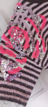 Load image into Gallery viewer, Sequin sleeve 3/4 sleeve stripe knit