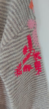 Load image into Gallery viewer, Beige stripe embroidered sleeves sweater