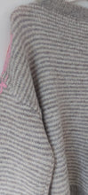 Load image into Gallery viewer, Beige stripe embroidered sleeves sweater