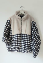 Load image into Gallery viewer, Jenny checked cream zip up fleece jacket