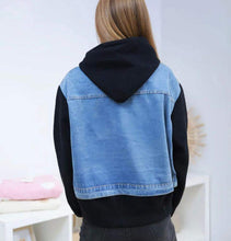 Load image into Gallery viewer, Kiki black demin mix heavy knit hoody