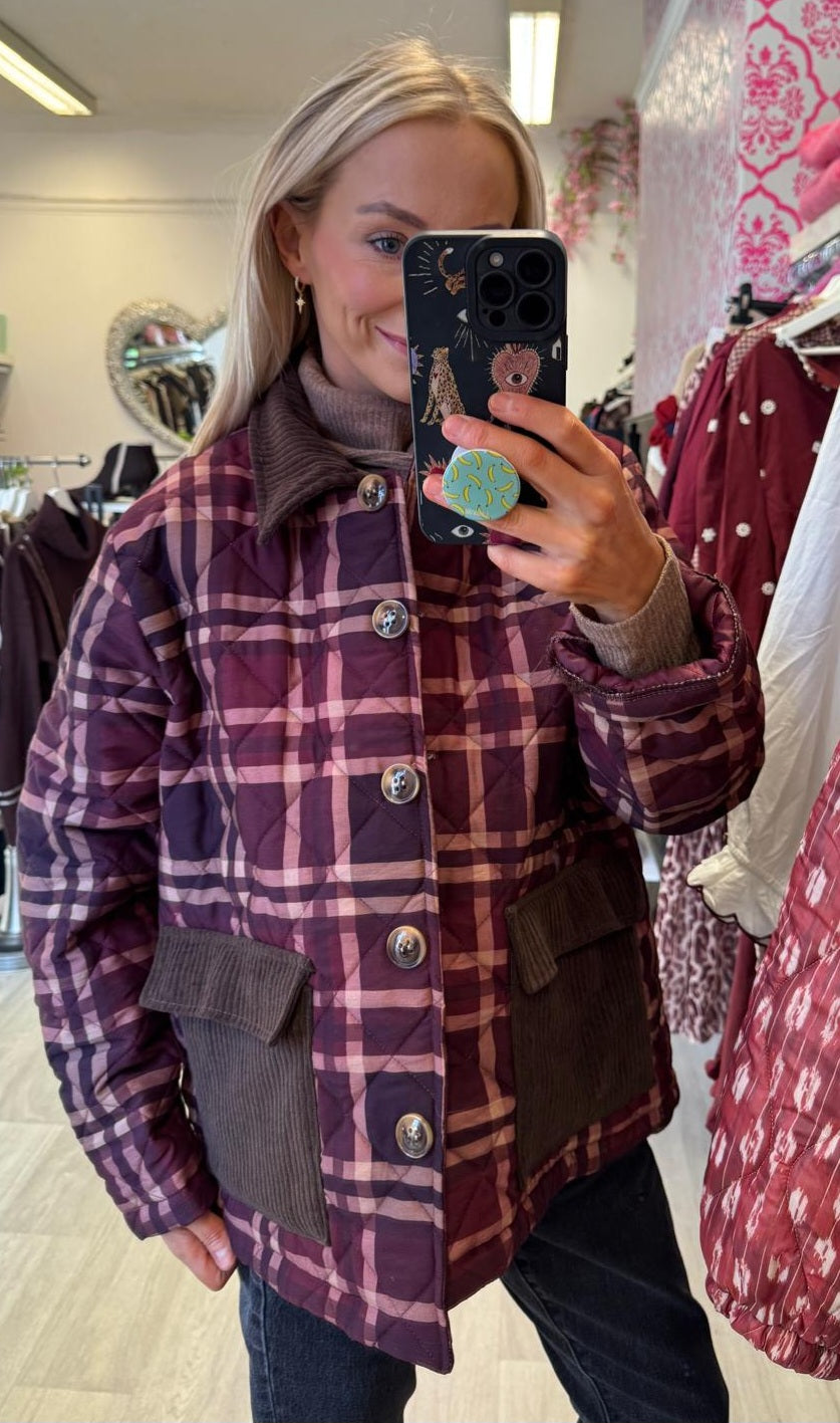 Tilly checked  brown cord collar jacket