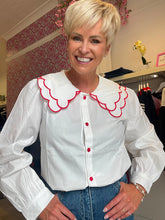 Load image into Gallery viewer, Cute white over sized collar blouse