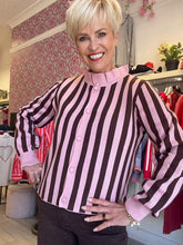 Load image into Gallery viewer, Xandy pink and brown stripe knit cardigan