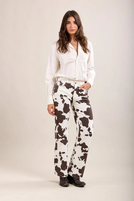Cow print jeans