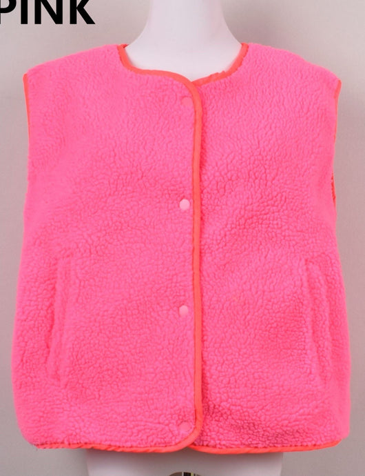 Ali neon fleece button vest