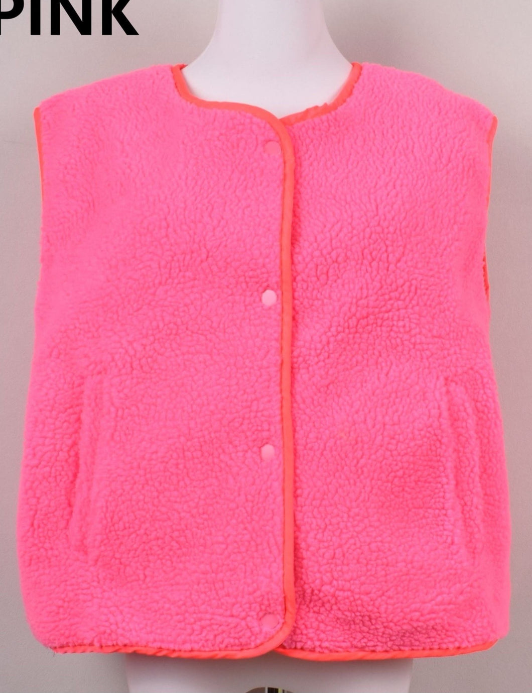 Ali neon fleece button vest