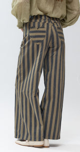Ali khaki stripe heart pocket jeans