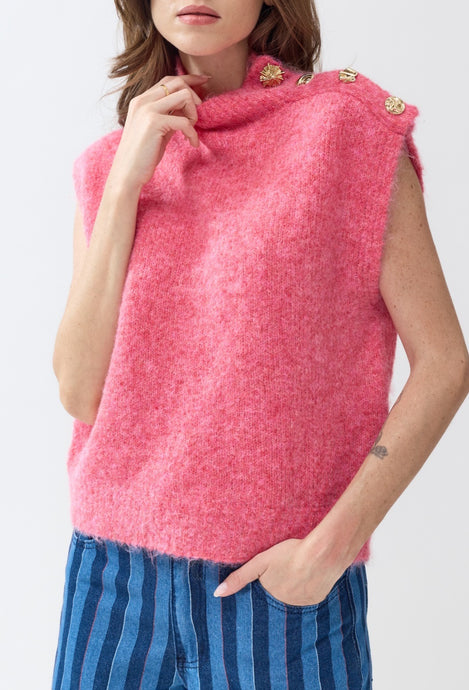 Ali hot pink vest shoulder buttons
