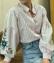 Load image into Gallery viewer, Fifi sleeve detail pin stripe blouse