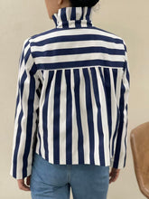 Load image into Gallery viewer, Fifi navy ruffle collar striped jacket