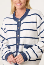 Load image into Gallery viewer, Lucy striped navy white denim cardi/jacket