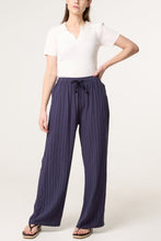 Load image into Gallery viewer, Lucy navy pinstripe relaxed trousers